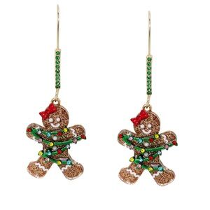 Betsey Johnson Christmas Gingerbread Dangle Earrings